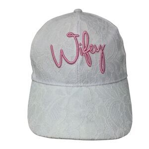 Wifey Strapbck Hat White One Size Adjustable Lace Trim Embroidered Miss To Mrs